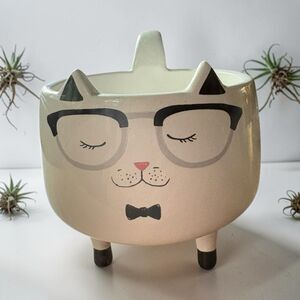 Arlington Design Cat Mug Planter Legs, Glasses, & Black Ears, Footed Mug 12 Oz.